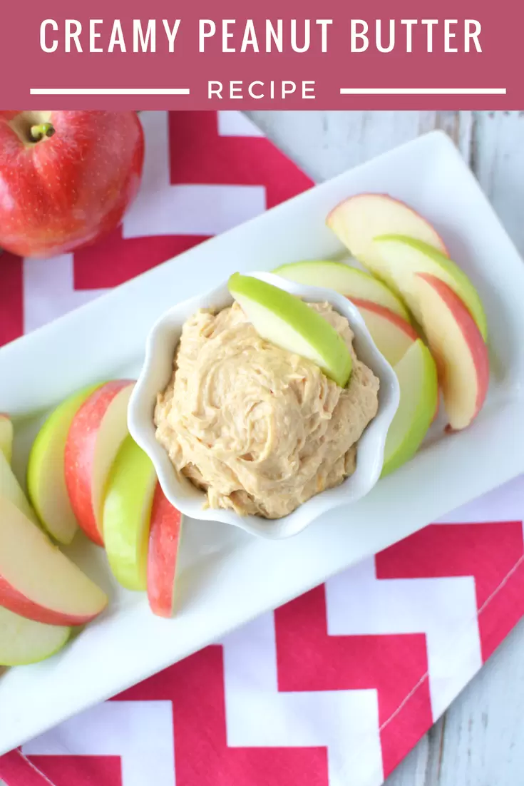 Creamy Peanut Butter Dip with Apples as Healthy Snack for kids