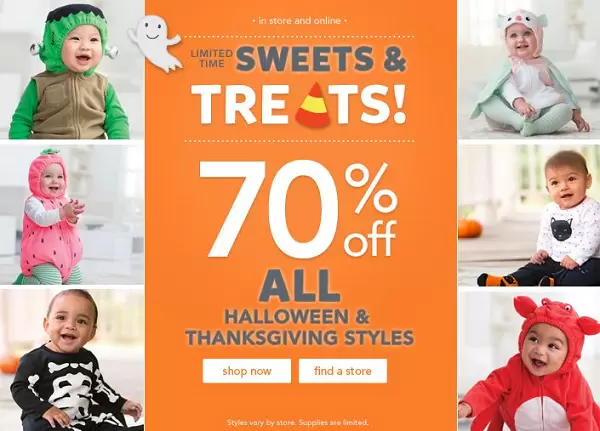 Carter’s 70% off All Halloween & Thanksgiving Styles!