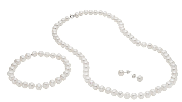 Genuine Freshwater Pearl Earring, Necklace, & Bracelet 3-PC Sets