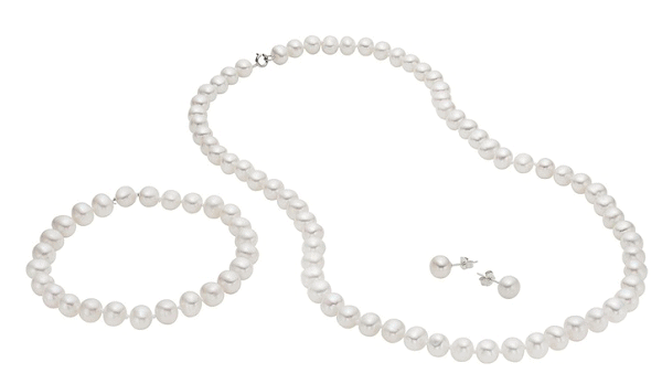 Genuine Freshwater Pearl Earring, Necklace, & Bracelet 3-PC Sets $9.99!