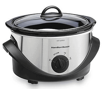 Hamilton Beach 4-Quart Black Stainless Steel Oval Slow Cooker