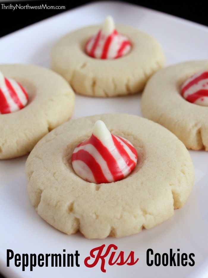 These Peppermint Kiss Cookies are so easy yet so festive & fun for a Christmas holiday party.