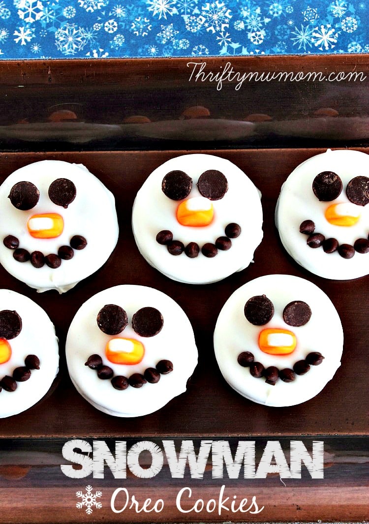 Snowman cookies made with Oreos