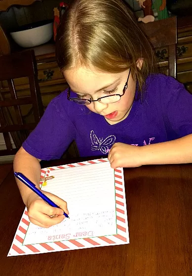 Writing letter to Santa with Free Printable