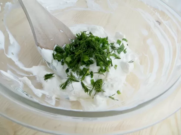 Vegetable Pizza Appetizer Mixing