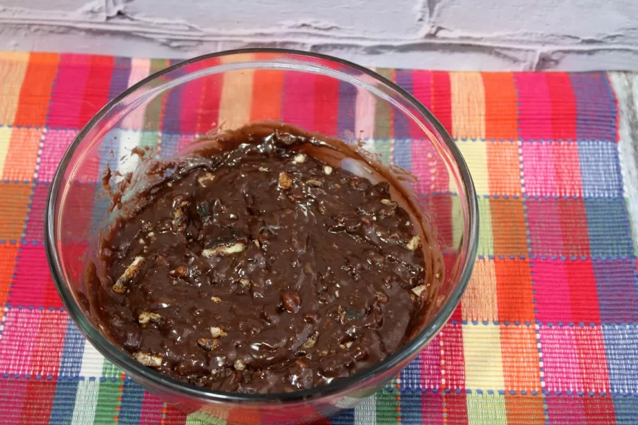 Samoa Cookie Brownies in Process