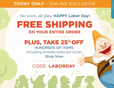 Disney Store Sale: 25% OFF Select Items Plus FREE Shipping (Today Only)