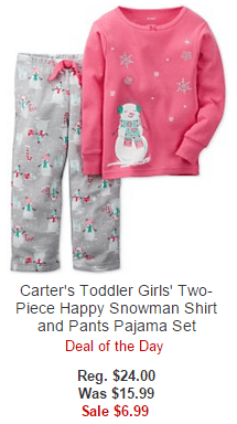 Carter's Toddler Girls' Two-Piece Happy Snowman Shirt and Pants Pajama Set
