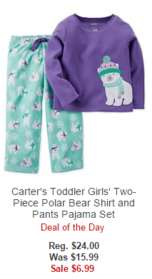 Carter's Toddler Girls' Two-Piece Polar Bear Shirt and Pants Pajama Set