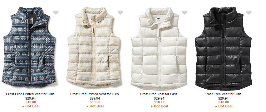 Old Navy Vests – $10 – $15 (Today Only)!