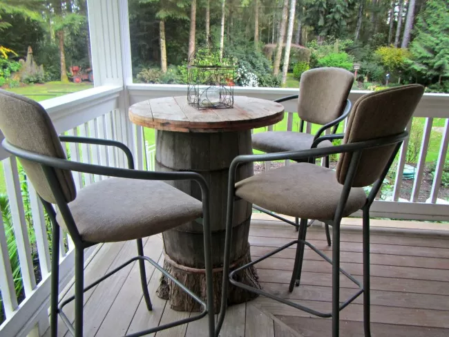 DIY Bar Table Made From A Wine Barrel