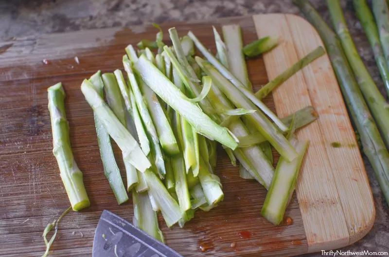 Chopping Asparagus for Bacon Asparagus & Tomato Pasta