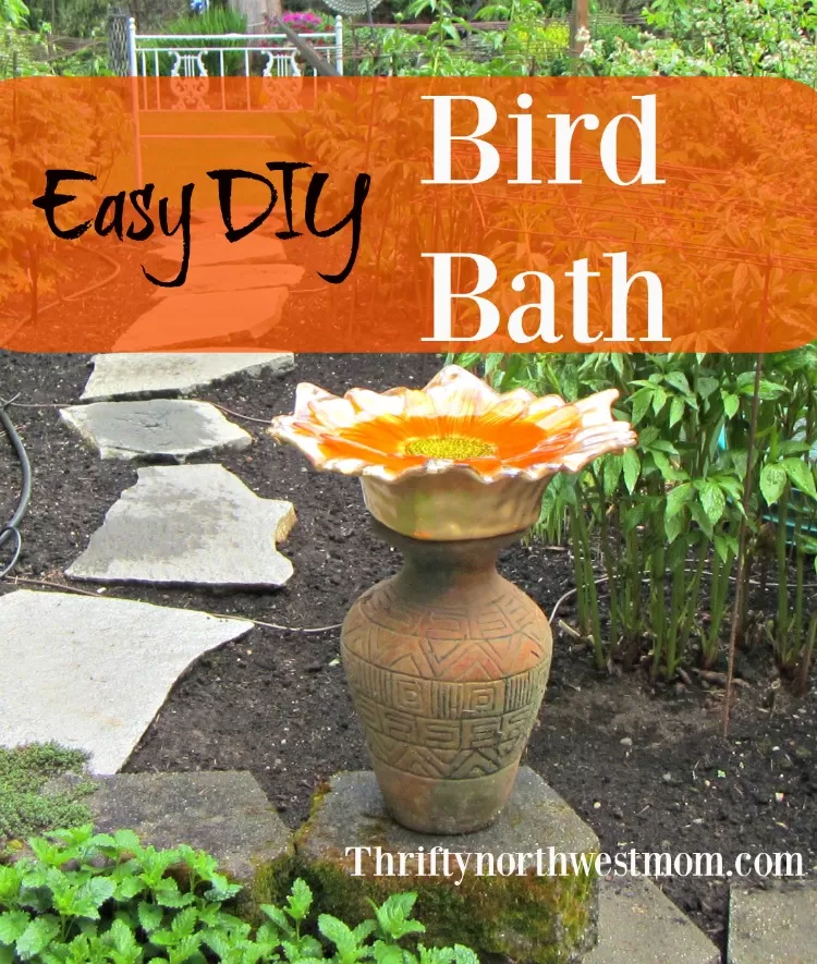 Put together this easy and frugal DIY Bird Bath for a fraction of the cost and enjoy birds year round in your yard.