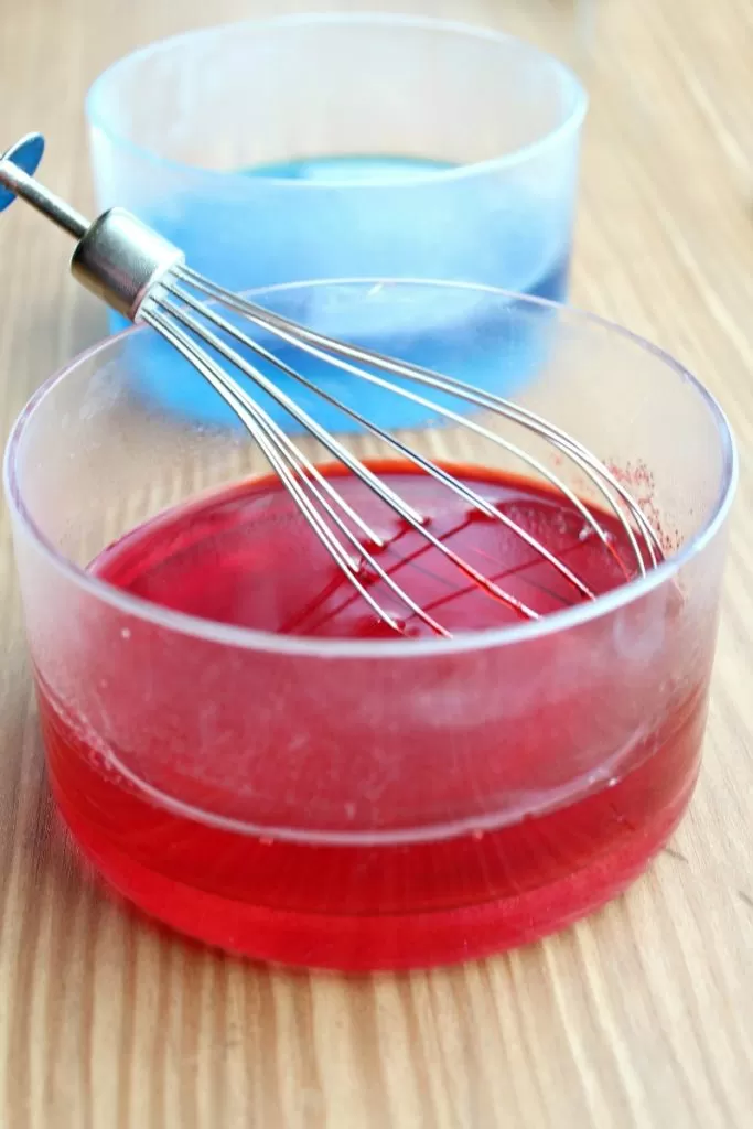 Making jello for 4th of July Firecrackers
