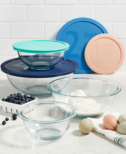 Pyrex 8 Piece Mixing Bowl Set with Colored Lids