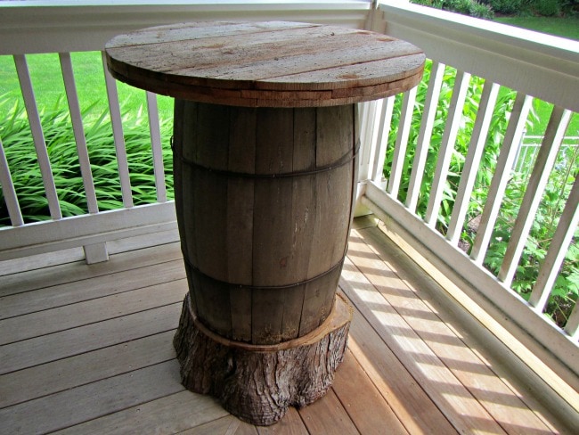 Diy Bar Table Made From A Wine Barrel Thrifty Nw Mom