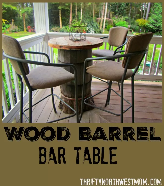 DIY Bar Table from a Wine Barrel
