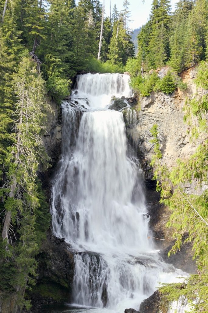 Alexander Falls is a beautiful waterfall along the Sea to Sky Highway on the road between Vancouver and Whistler