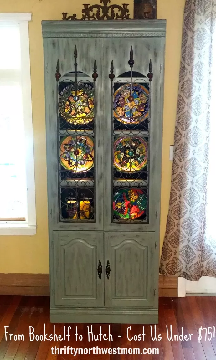 Find out how we turned this bookshelf into a beautiful, distressed hutch for under $75! 