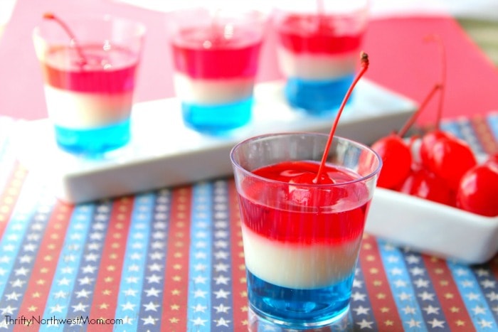 Red White & Blue Jell-O Cups for 4th Of July