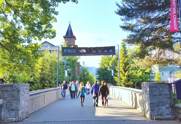 Walkways through Whistler BC making it a very pedestrian friendly village