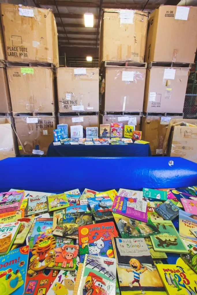 boxes and boxes of books for educators for free at Goodwill