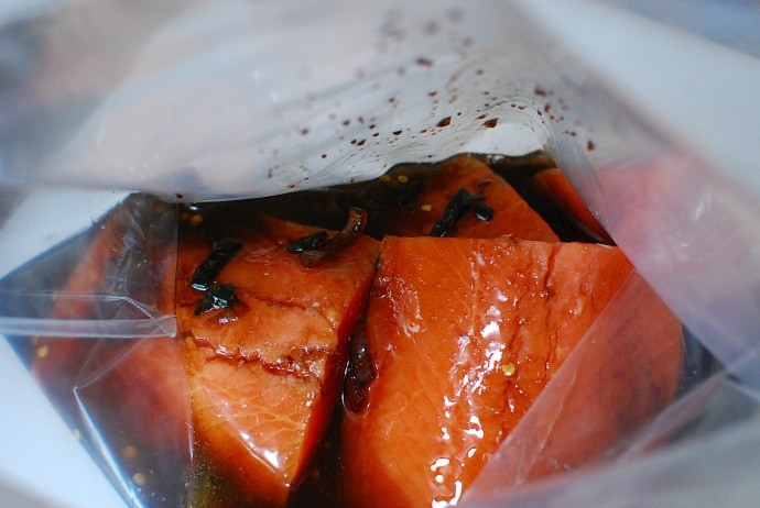 Firecracker Salmon in Ziploc Bag