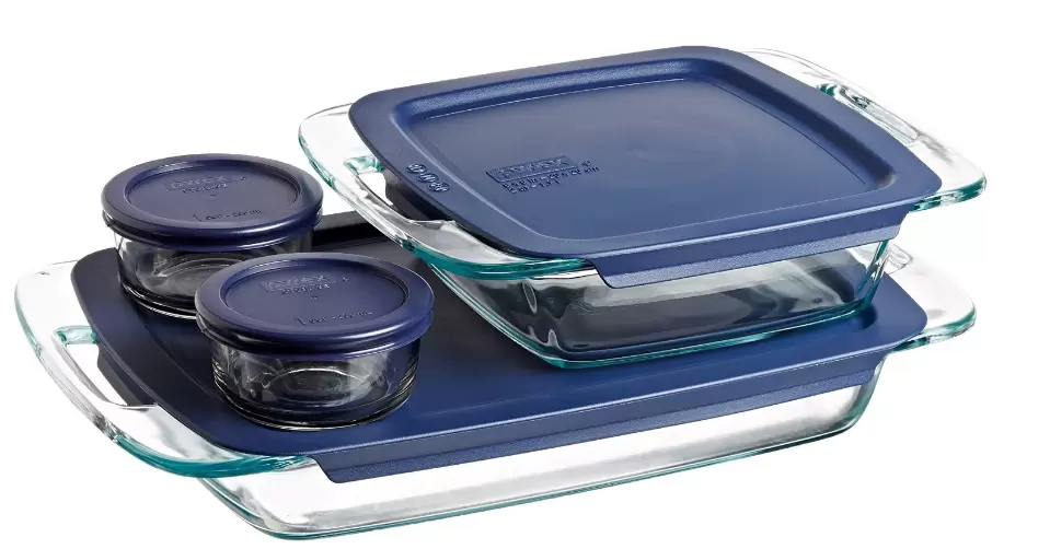 Pyrex Easy Grab 8 Piece Glass Bakeware & Food Storage Set