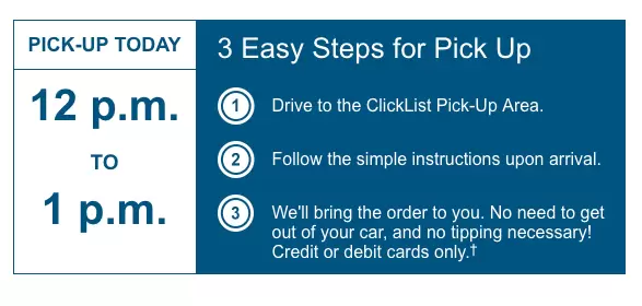 Steps for Picking up your Clicklist Order