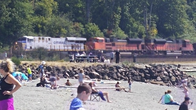 Trains at Edmonds Beach