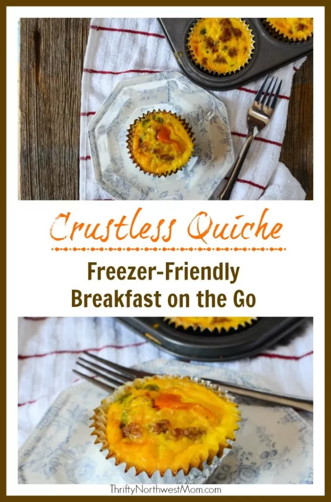 Crustless Quiche is a freezer friendly quick breakfast on the go!