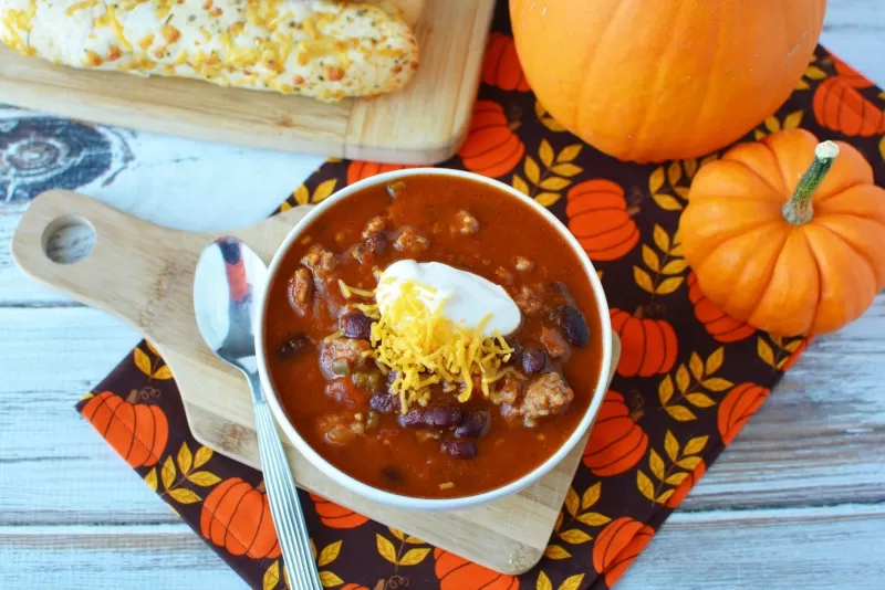  Sausage Pumpkin Chili with Breadsticks