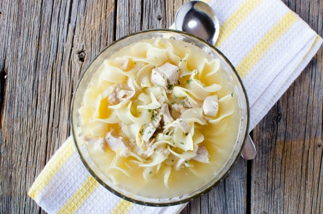 Easy 3 ingredient chicken noodle soup dinner