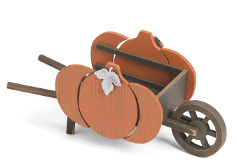 Wood Pumpkin Wheelbarrow $10!