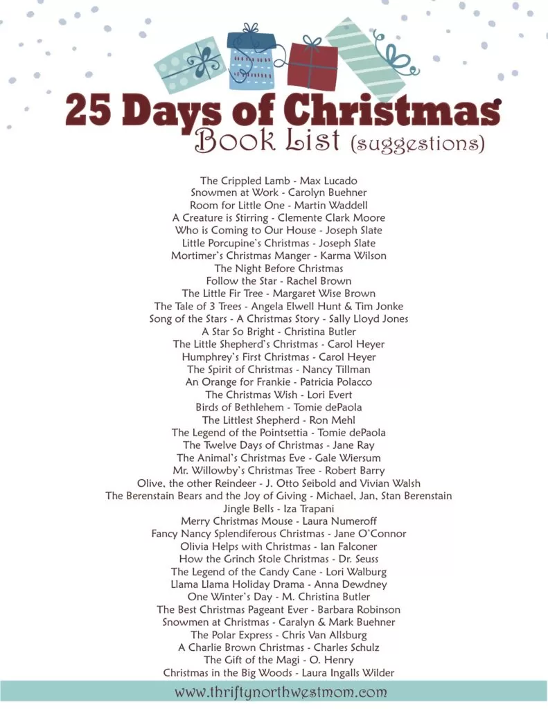 25 Days of Christmas Book List
