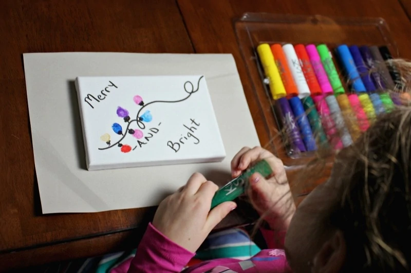 Painting Christmas lights on Canvas