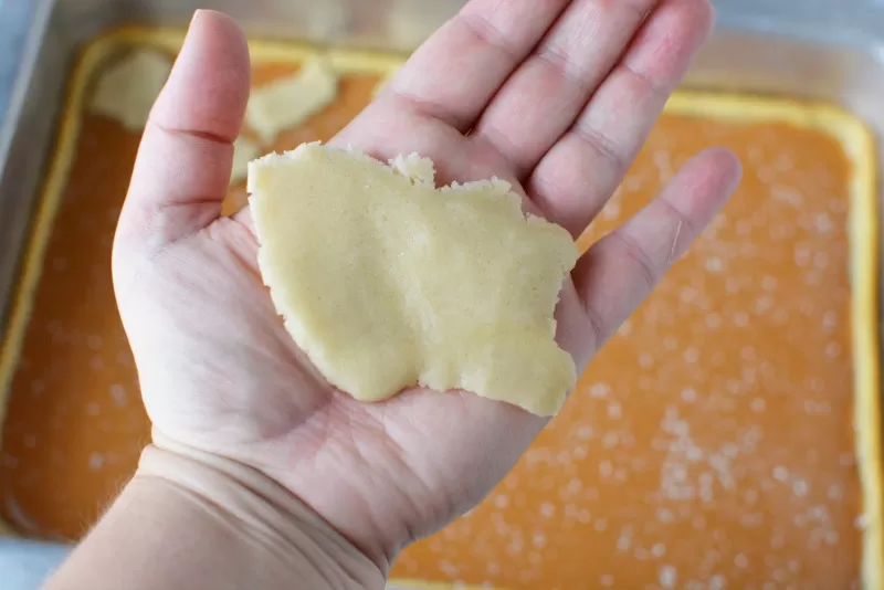 Shaping dough for salted caramel bars