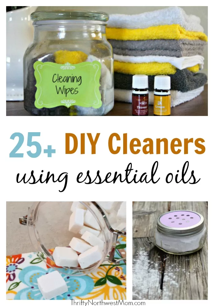 25+ DIY Cleaners using Essential Oils for frugal, non-toxic, chemical free cleaning supplies in your home. 