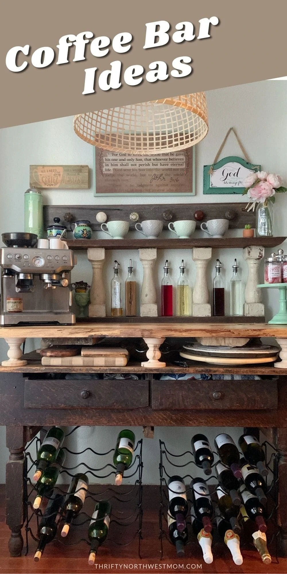 DIY Coffee Bar Ideas - Convert An Old Dresser or Table! - Thrifty