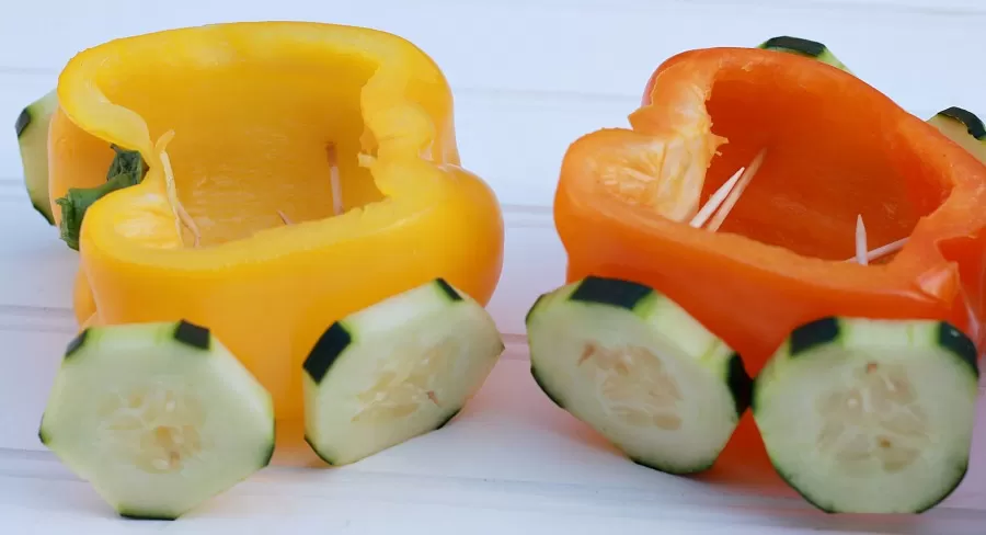 Adding cucumber wheels to Veggie Train