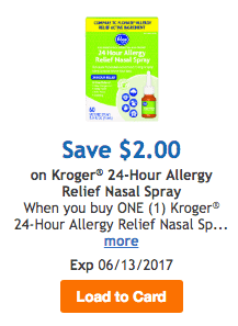 Kroger Digital Coupon for Allergy Spray