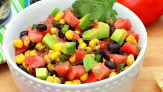 Corn and Black Bean Salsa is a healthy, filling appetizer for parties or get-togethers