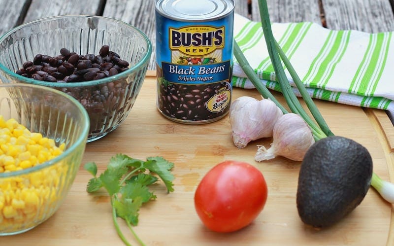 Ingredients for Corn and Black Bean Salsa with Bush's Best Beans
