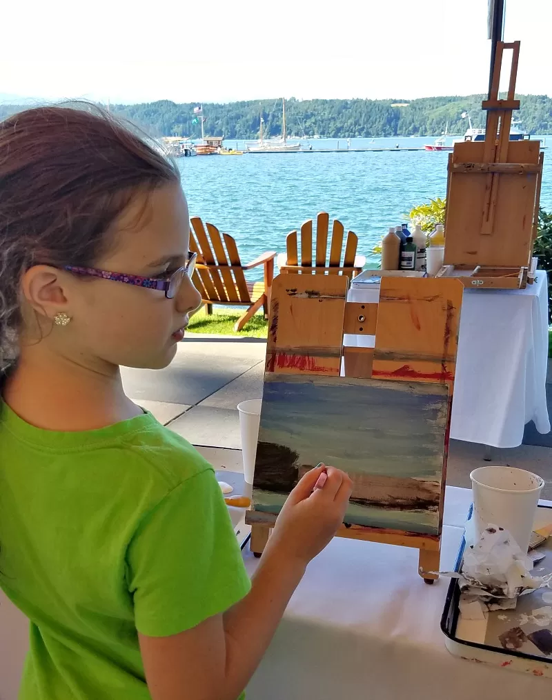 Watercolor painting class at Alderbrook resort