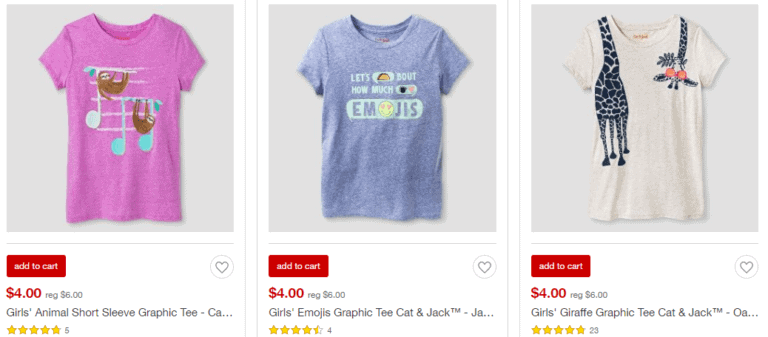 Cat & Jack T-Shirts for $4.20 at Target (after promo code)
