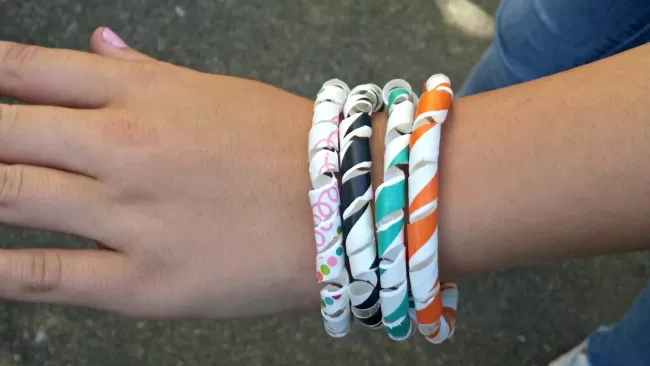 DIY Straw Bracelets Craft with Dollar Tree Straws