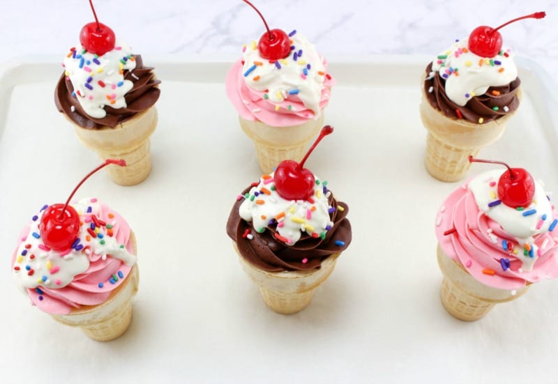 Finishing Ice Cream Sundae Cupcakes