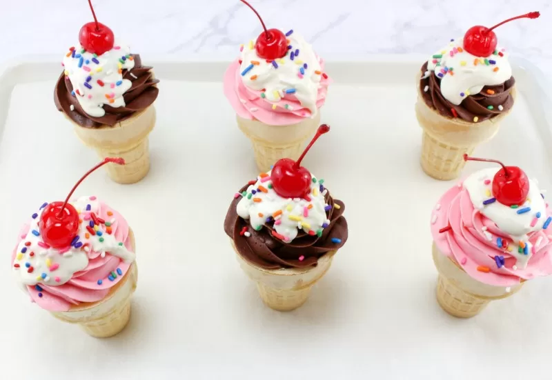 Finishing Ice Cream Sundae Cupcakes