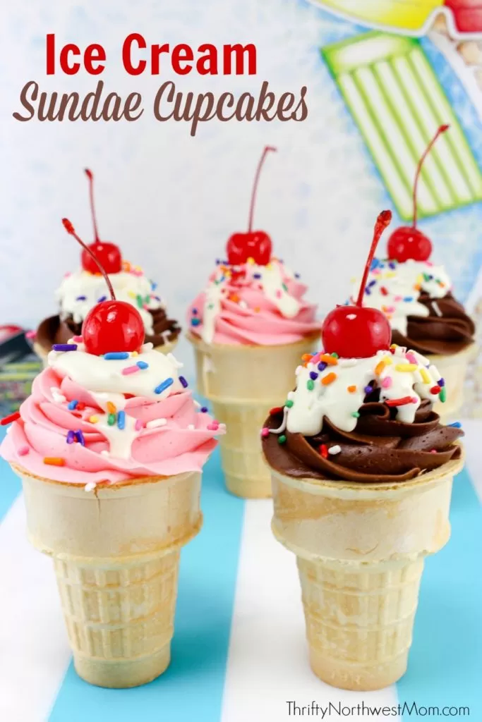 Ice Cream Sundae Cupcakes are an easy & fun dessert idea for your next party or get-together