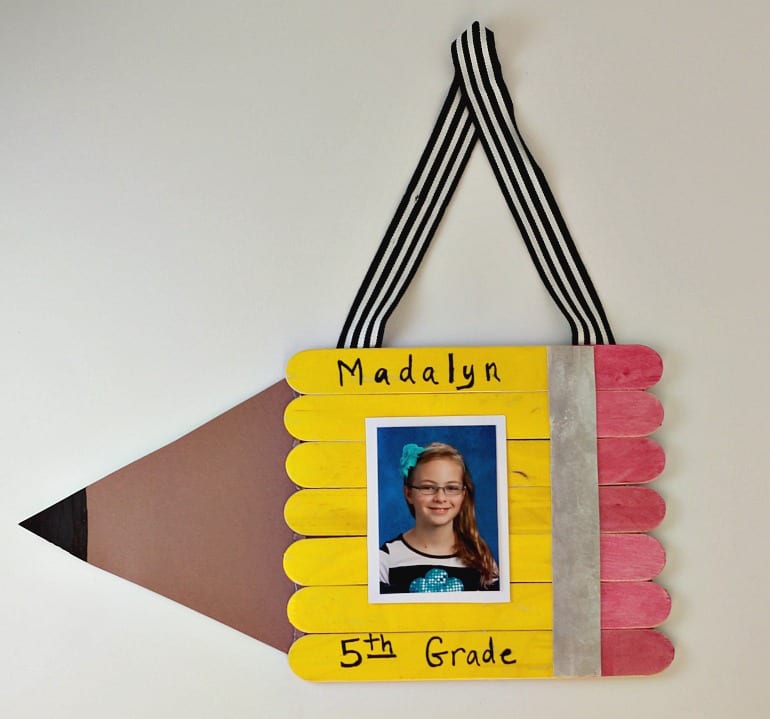 DIY Pencil Picture Frame for School Photos with Mess Free Paint